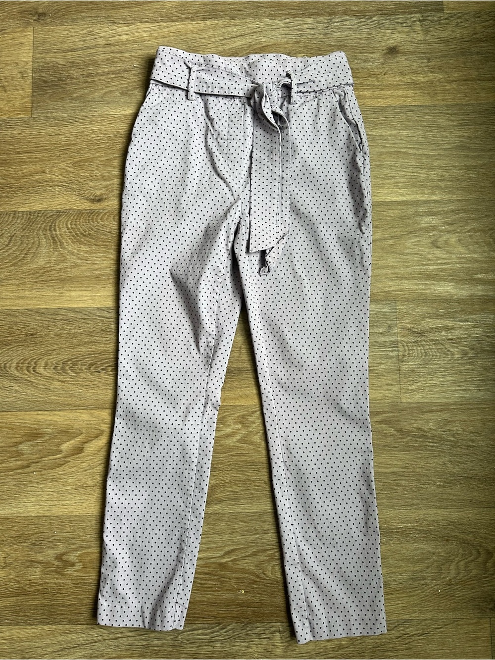Jules & Leopold Light Gray Polka Dot Tapered Chinos with Self-Tie Belt